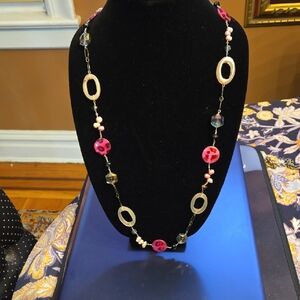 Elegant Pink and Cream Beaded Necklace